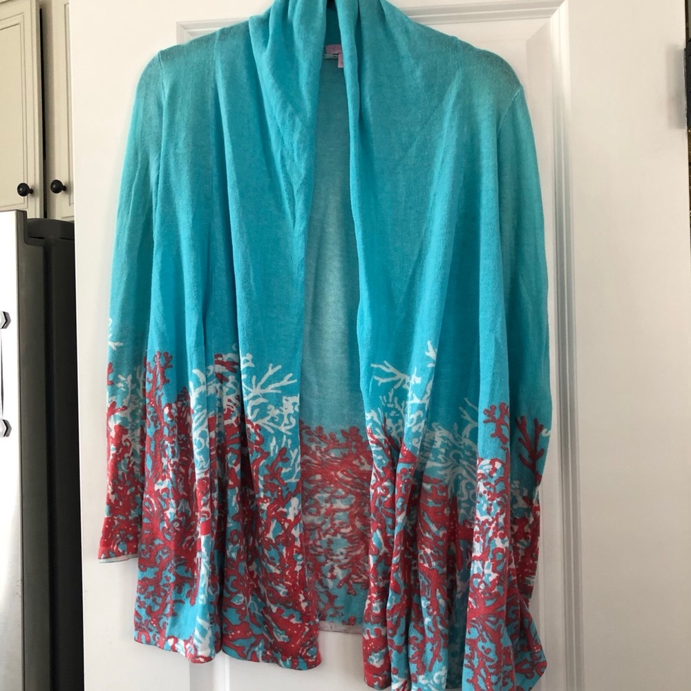 Lilly Pulitzer Coral Open Cardigan